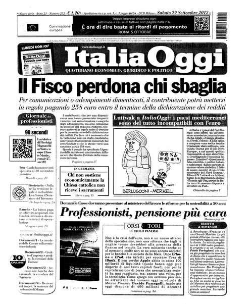 Italia oggi : quotidiano di economia finanza e politica